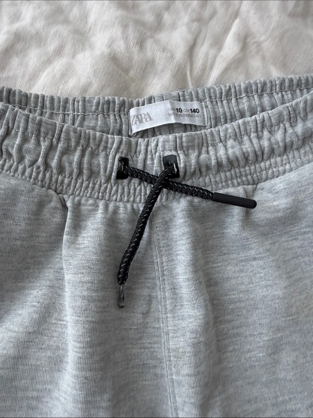 Zara Light Gray Drawstring Joggers with Zip Thigh Pocket